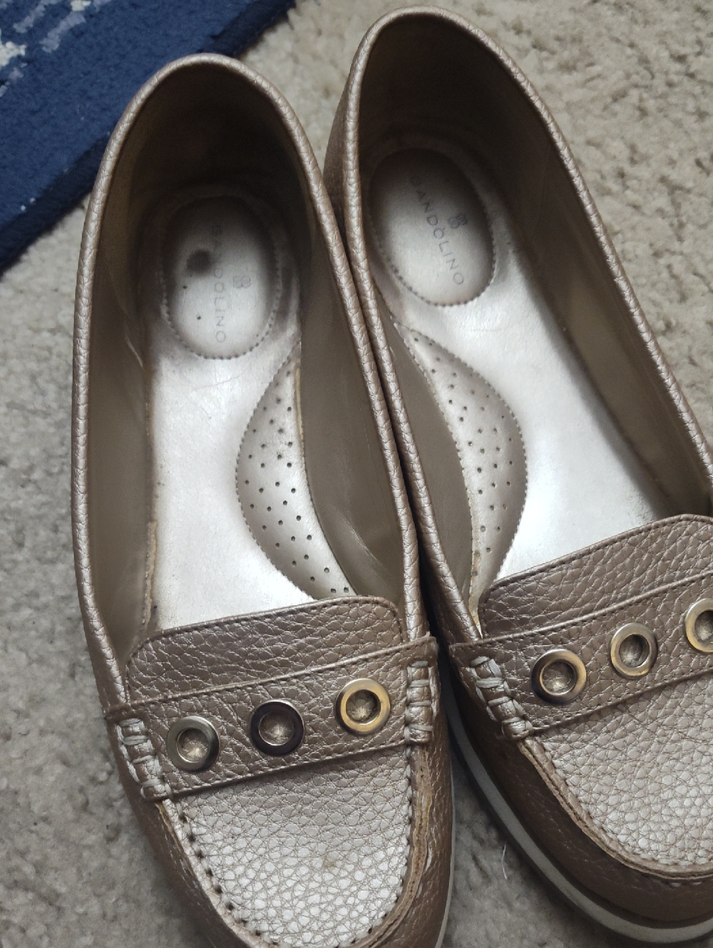 Bandolini Metallic Taupe/Bronze Loafers with Grommet Detail
